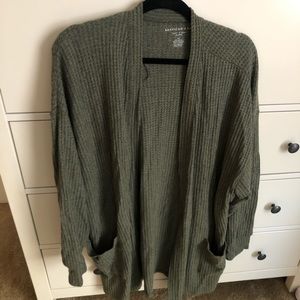 American Eagle Waffle Knit Cardigan (Olive)